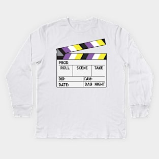 Film Slate - Non-Binary Pride Kids Long Sleeve T-Shirt